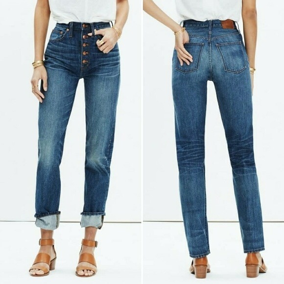 Madewell Denim - MADEWELL Rivet & Thread Button Front Boyjeans size 23 high rise blue straight